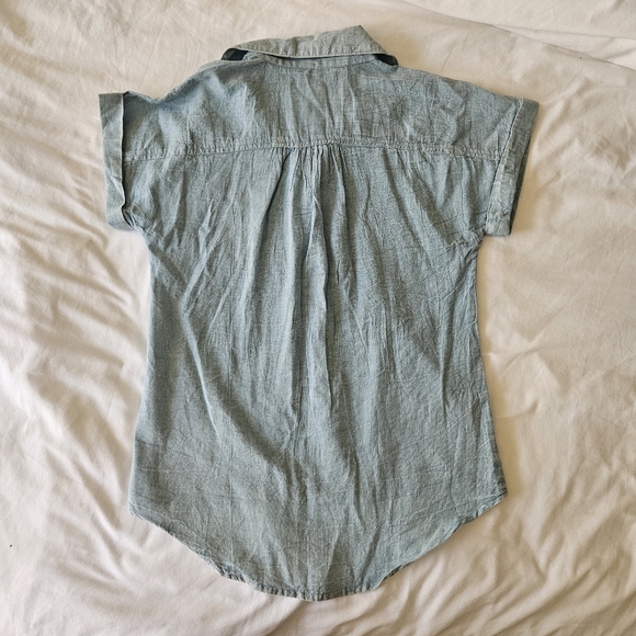 NWT SIM & SAM SHORT SLEEVE DENIM BUTTON UP SHIRT - Picture 3 of 7